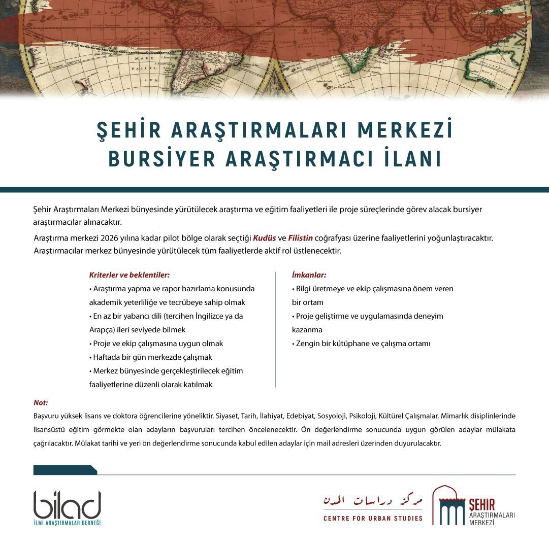 Kudüs ve Filistin’e Yönelik Çalışacak Bursiyerler Aranıyor!